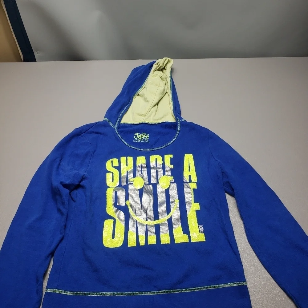 justice girls size 14 blue and yellow share a smile sweater